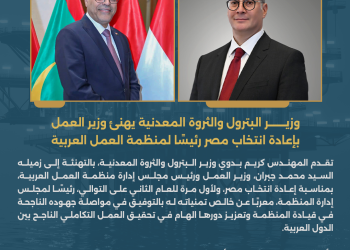  وزير البترول والثروة المعدنية يهنئ وزير العمل بإعادة انتخاب مصر رئيسًا لمنظمة العمل العربية