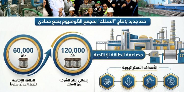 بالإنفوجراف.. “مصر للألومنيوم” تضاعف إنتاحياتها من سلك الألومنيوم إلى 120 ألف طن سنوياً